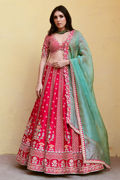 Buy Blue Embroidered Floral Pattern Sweetheart Feast Bridal Lehenga Set For  Women by Chamee and Palak Online at Aza Fashions.